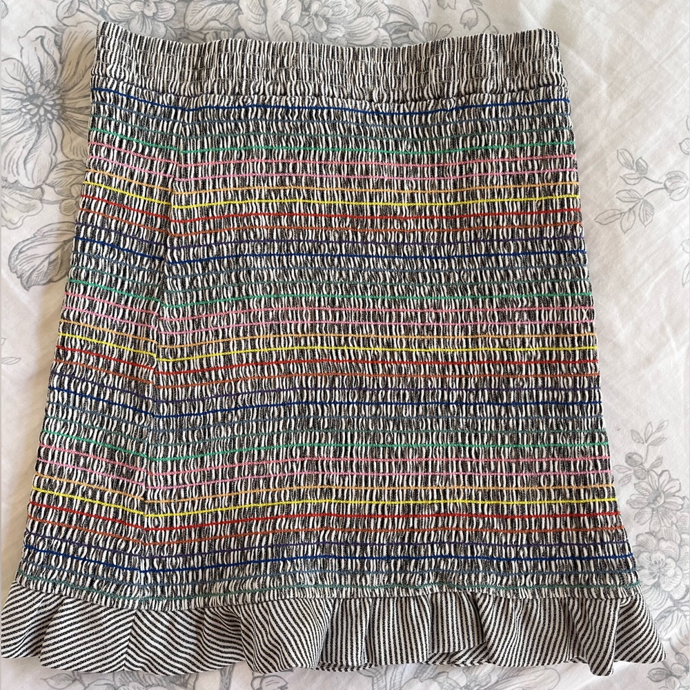 rainbow ruffle smocked mini skirt